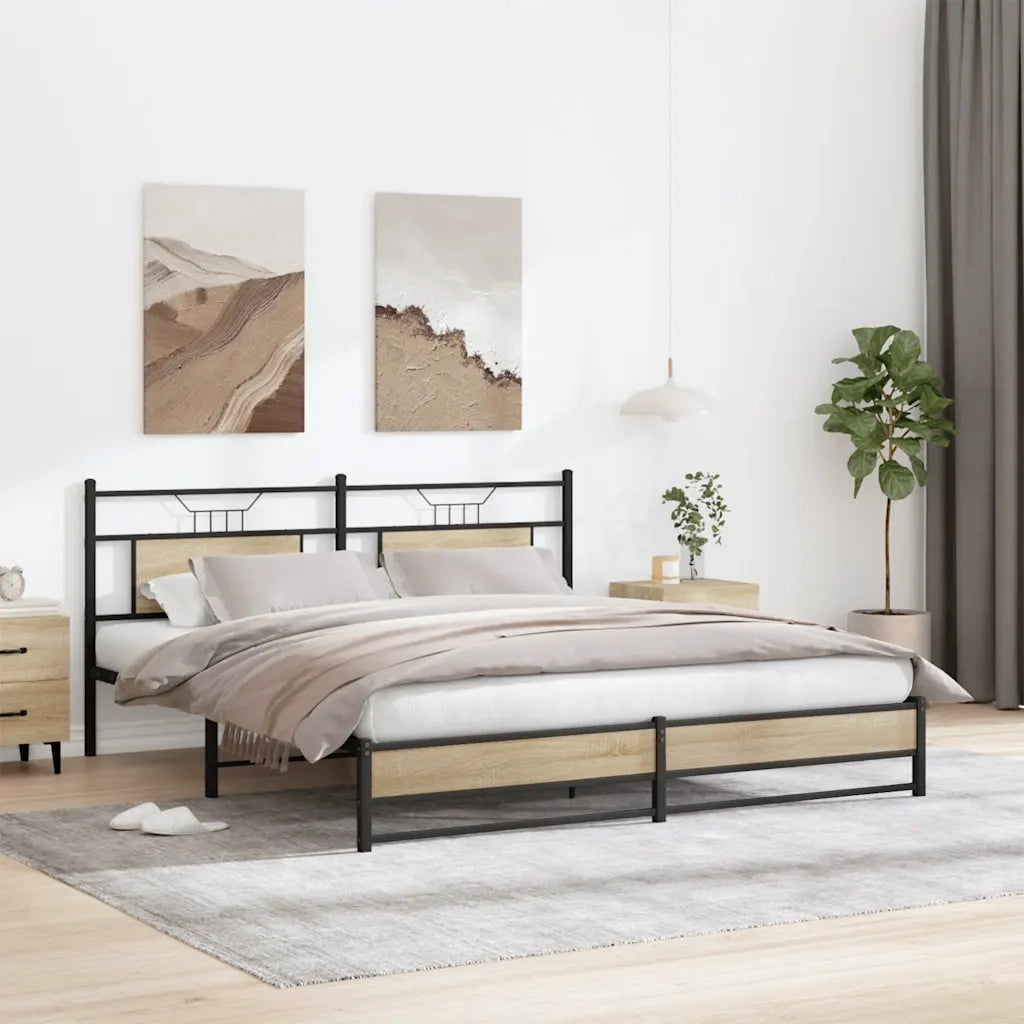 Giroletto senza Materaso in Metallo Rovere Sonoma 180x200 cm 3325120