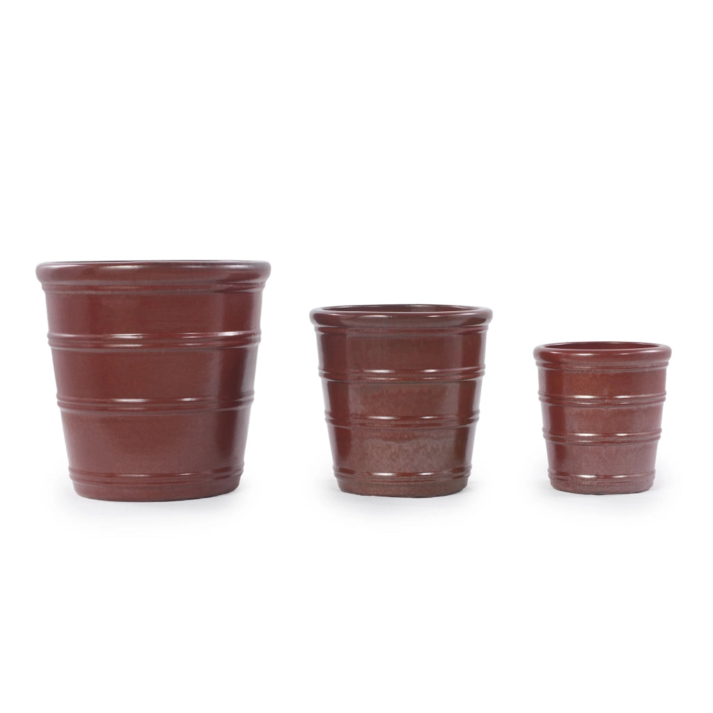 SET VASI 3 PEZZI Ø 40,5/32/24 cm Ceramica Marrone rossiccio