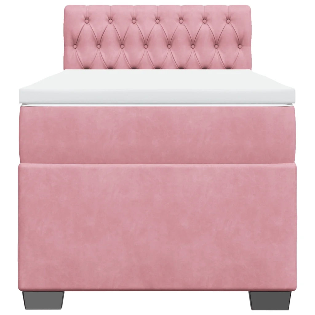 Giroletto a Molle con Materasso Rosa 80x200 cm in Velluto 3288473