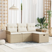 Set Divano da Giardino 4 pcs Beige e Crema polyrattan