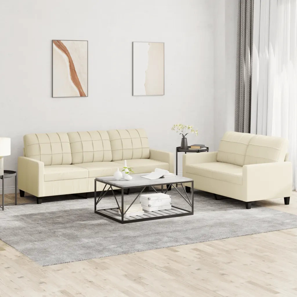 Set di Divani 2 pz con Cuscini crema in Similpellecod mxl 83118