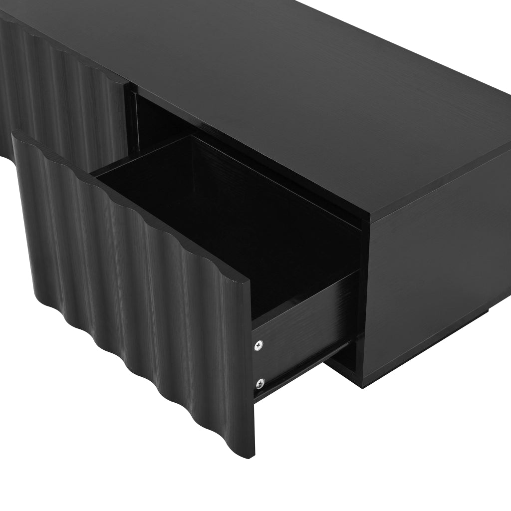 Mobile TV con Anta a Onda e Vano Contenitore ¨C MINIMAL ¨C Bianco/Nero, Push-to-Open