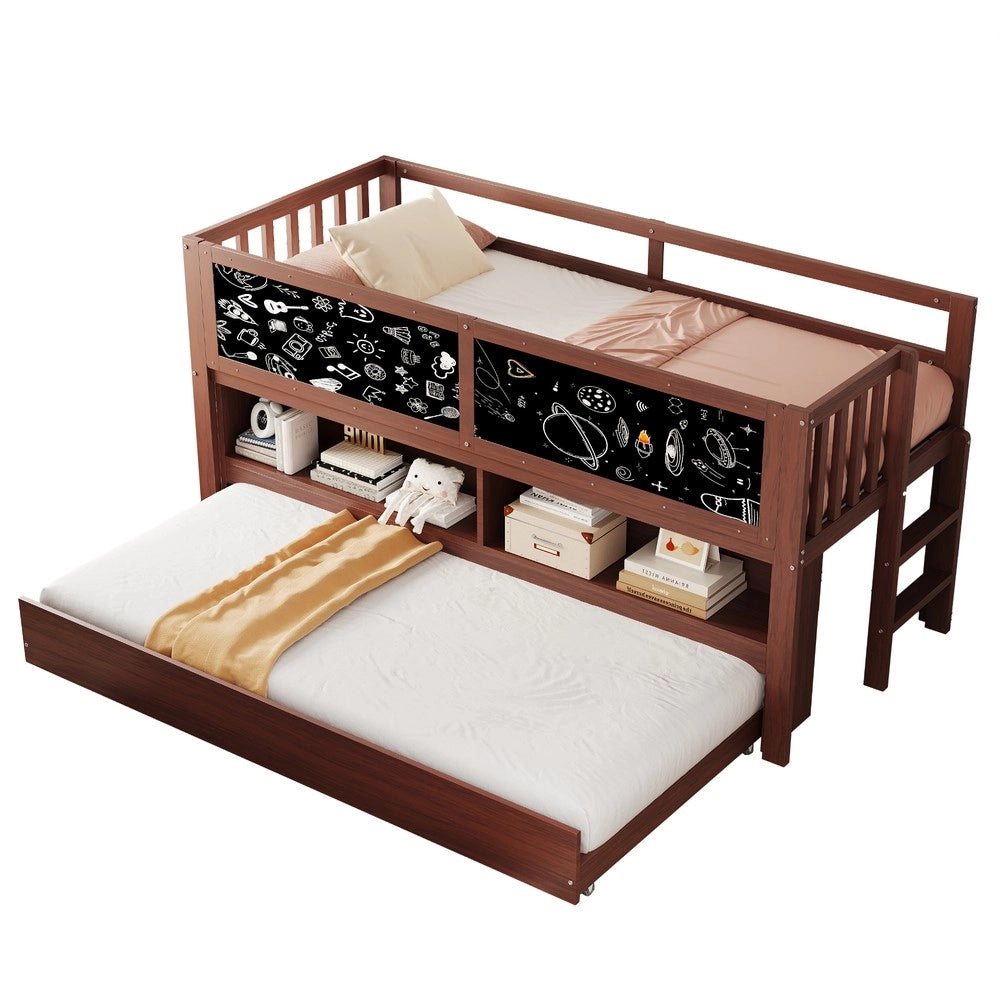 Letto a Castello Bambini con Casetta ¨C Xylo ¨C Massello, Scala, Contenitore, 90x200, Marrone