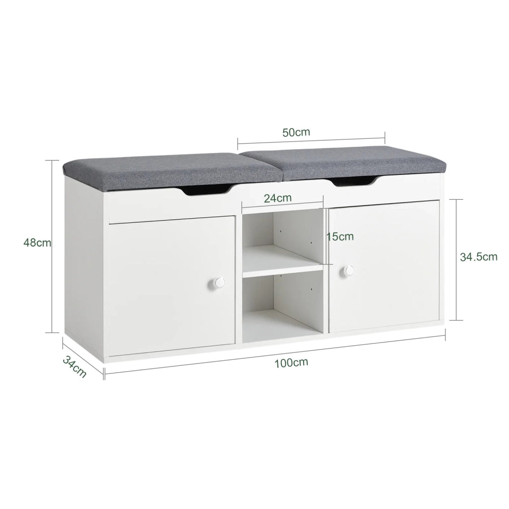 Scarpiera da Ingresso Cassapanca Portascarpe con Cuscino  FSR96-W