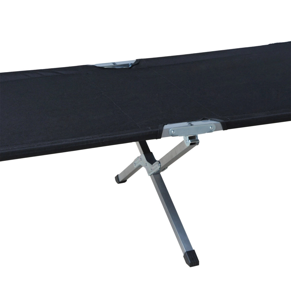 Letto Pieghevole da Campeggio in Tela Oxford 600D con Struttura in Metallo ¨C Zephmum ¨C Nero 193x64x40 cm