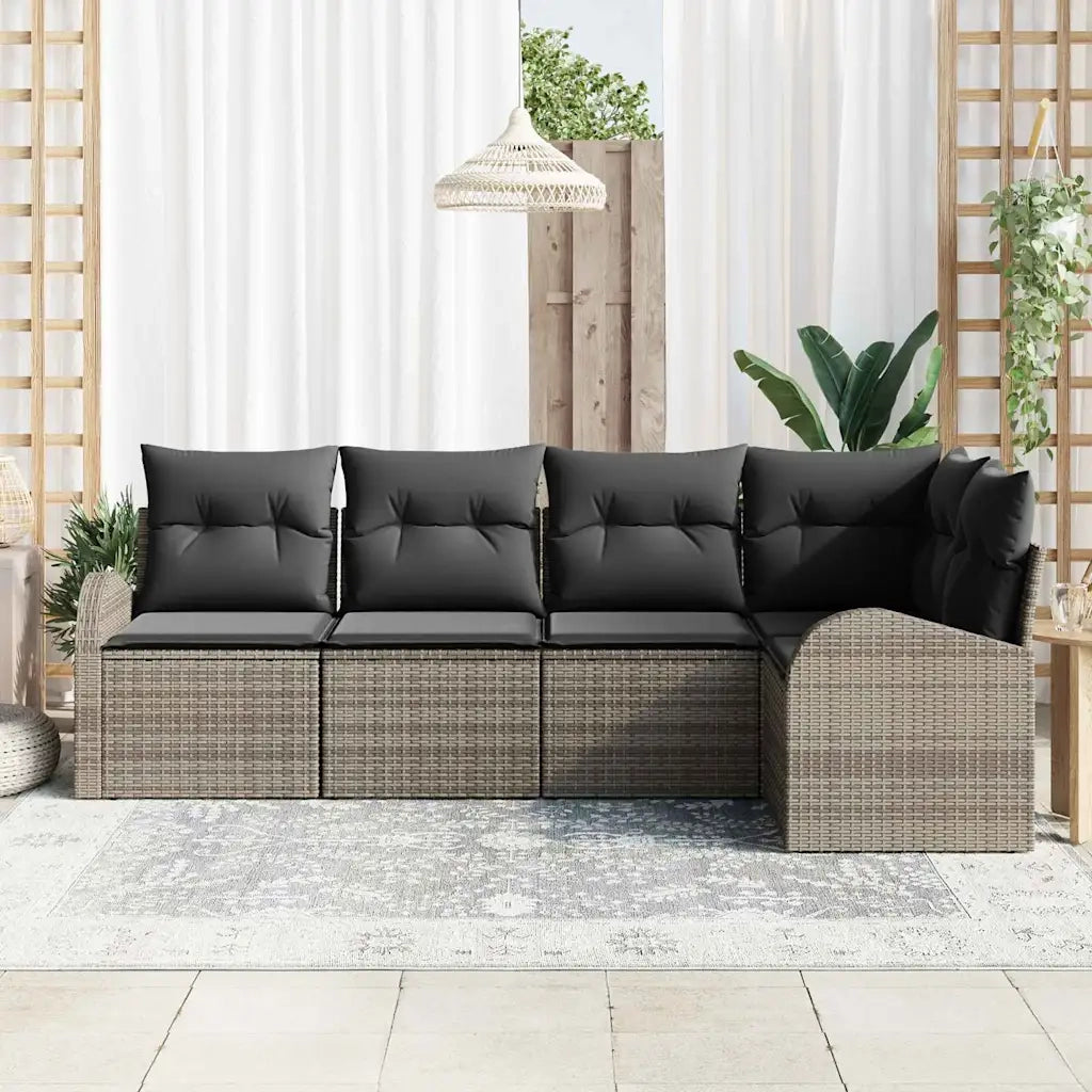Set di divani con cuscino 5 pcs Grigio Poliestere 3346039