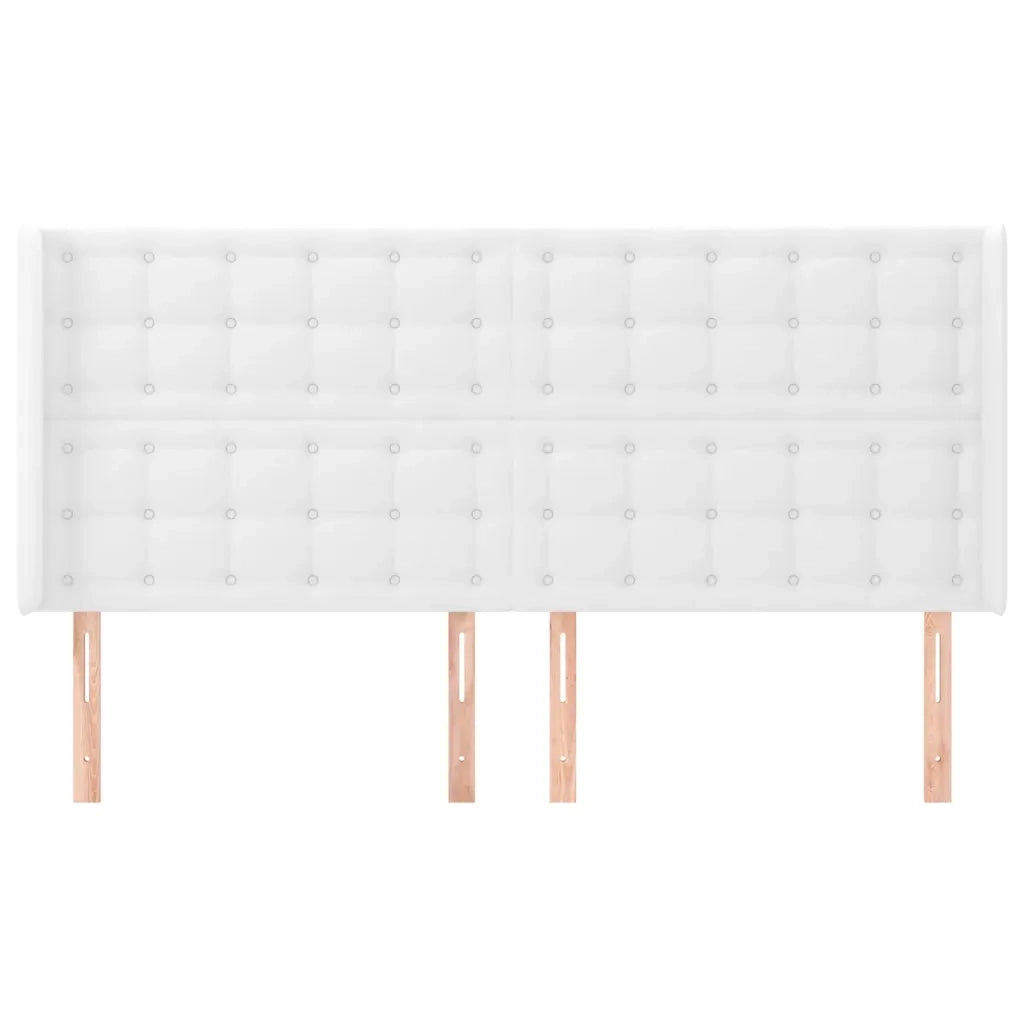 Testiera ad Orecchio Bianco 183x16x118/128 cm in Similpelle