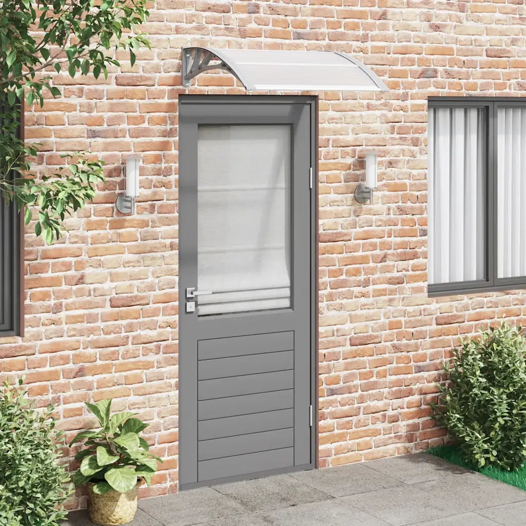 Pensilina per porta grigia e trasparente 80x75 cm in policarbonato 153586