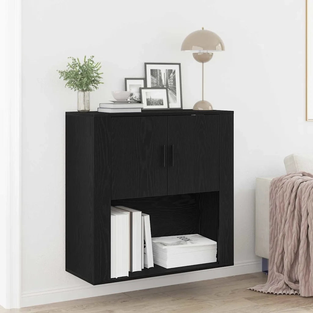 Armadietto a Muro | Mobile a Parete Rovere nero 80 x 33 x 80 cm Legno multistrato