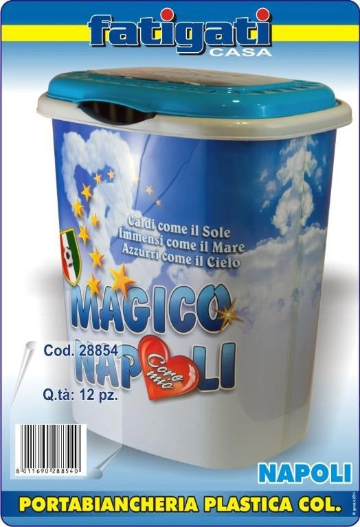 Cesta Portabiancheria in Plastica SSC Calcio Napoli 42 x 33 x 49 cm