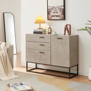 Comò Lavangen con Anta e 3 Cassetti 75 x 100 x 35 cm Nero / Effetto Cemento Chiaro [en.casa]