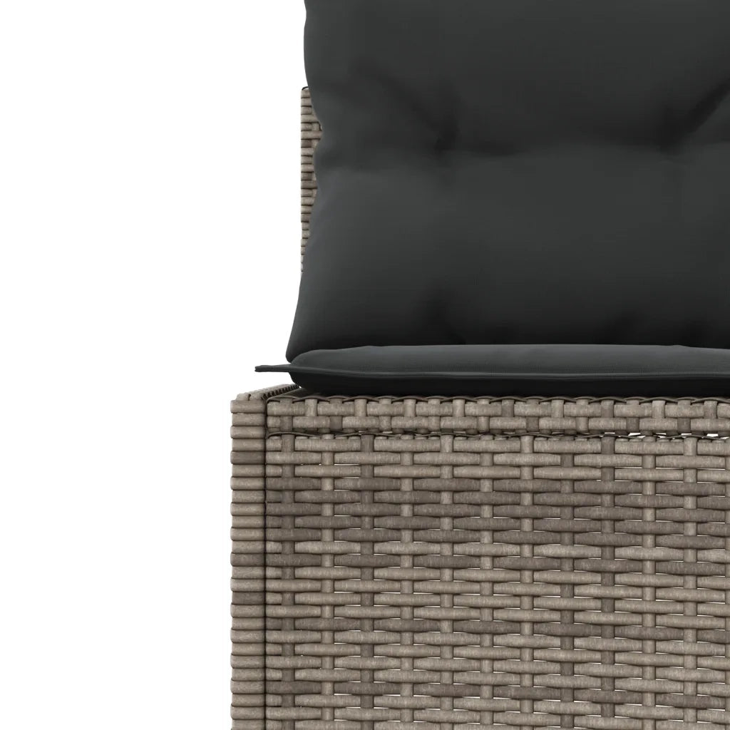 vidaXL Divano da Giardino Tavolo e Cuscini Circolare Grigio Polyrattan