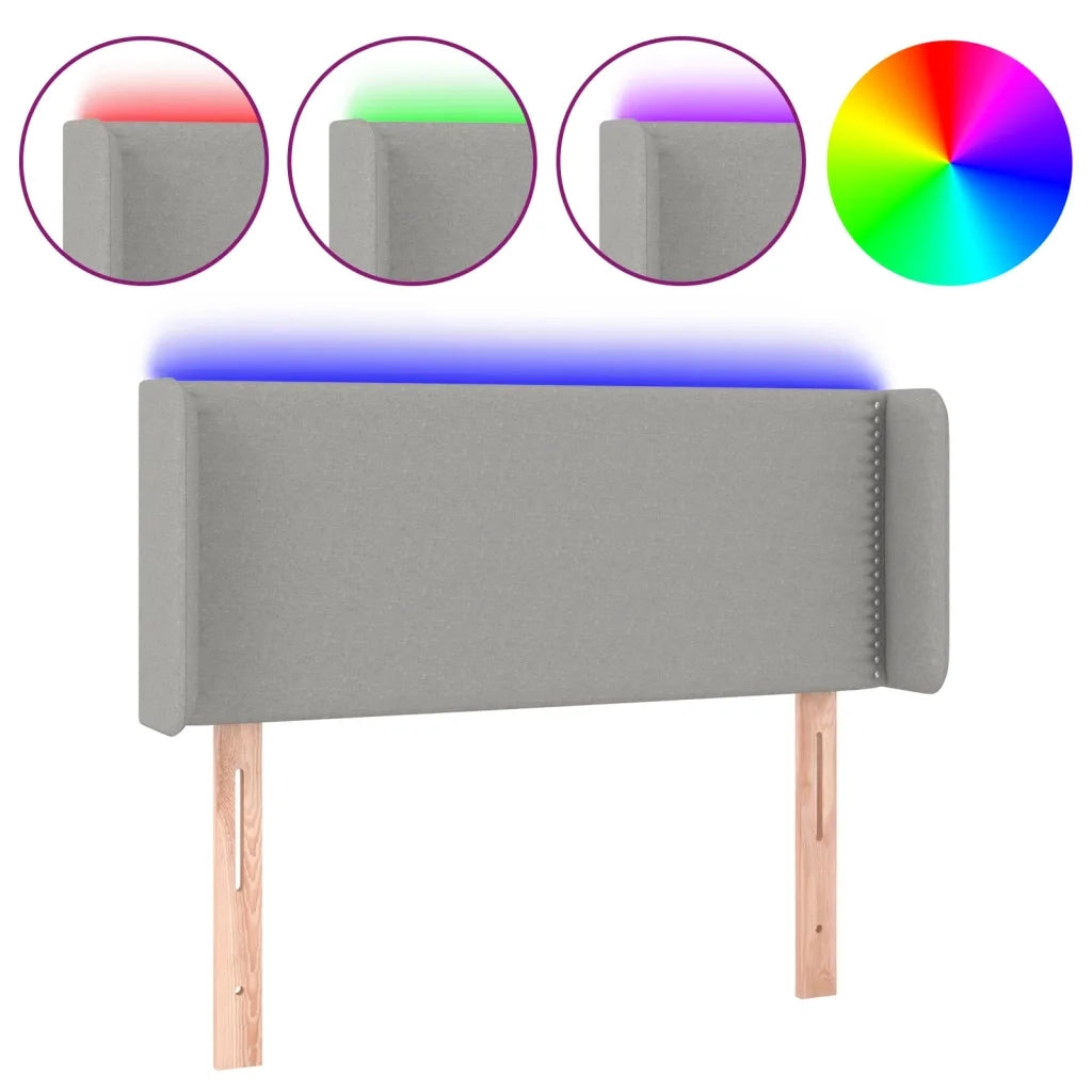 Testiera-Testata Decorativa Grigio Chiaro a LED 93x16x78/88 cm in Tessuto 748881