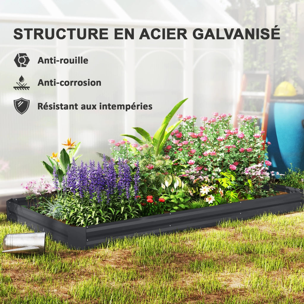Fioriera Giardino Quadrata ¨C zephmum ¨C Grigio Scuro 240x120x30
