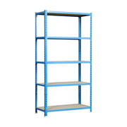 Scaffale in metallo Simon Rack senza viti colore blu/legno 5 ripiani 2000x1200x500 mm Made in Spain