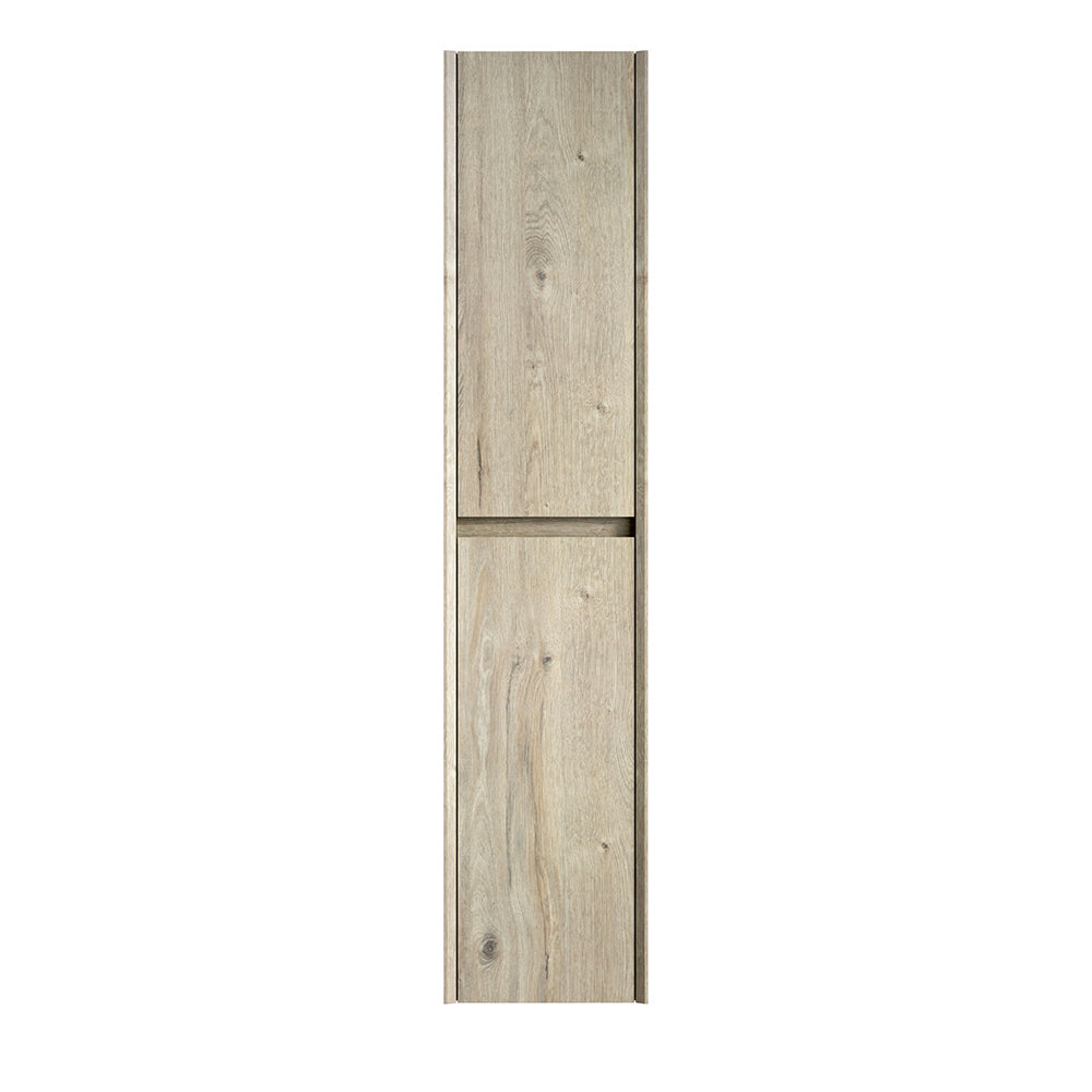 Armadio da bagno a muro - Xylo - 140 cm - Finitura quercia crema - 2 porte, 4 scomparti, per piccoli spazi