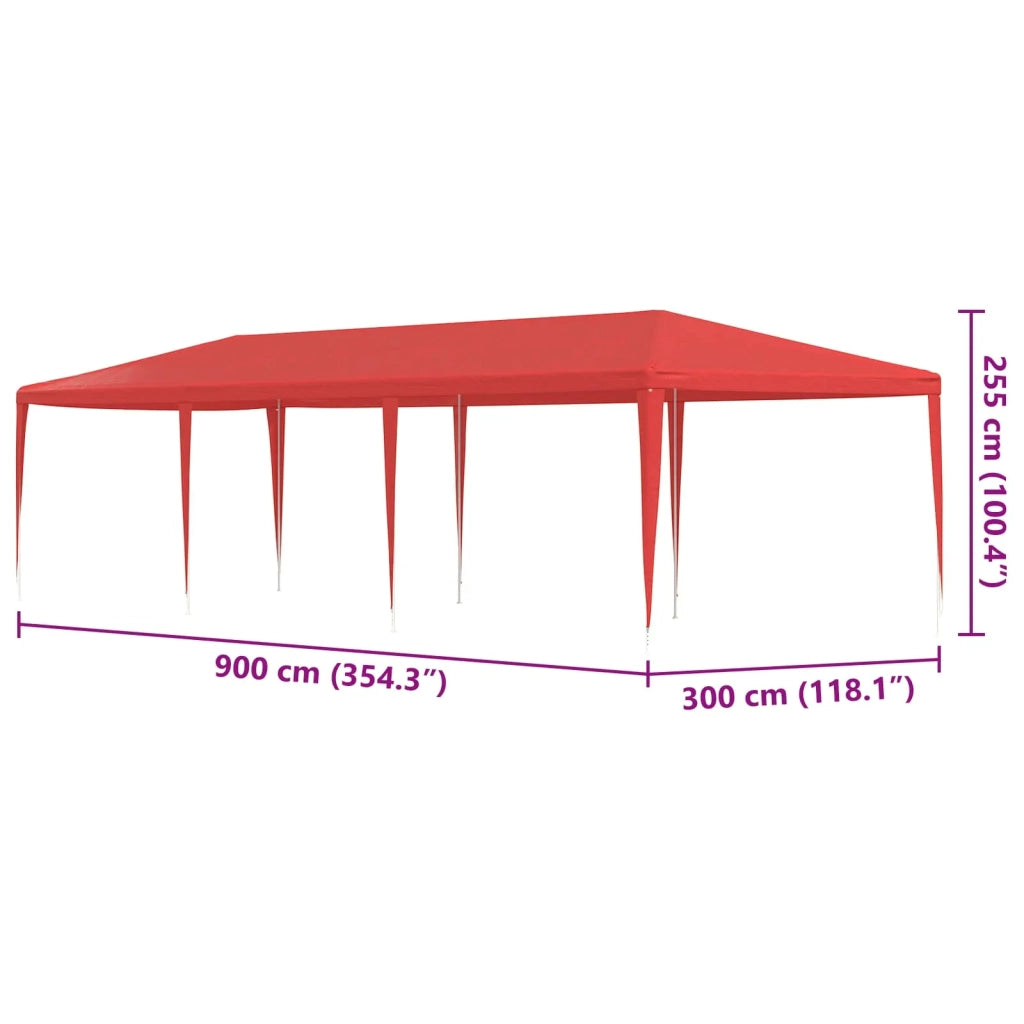Tenda Party Rosso 900 x 300 x 255 cm PE e Acciaio