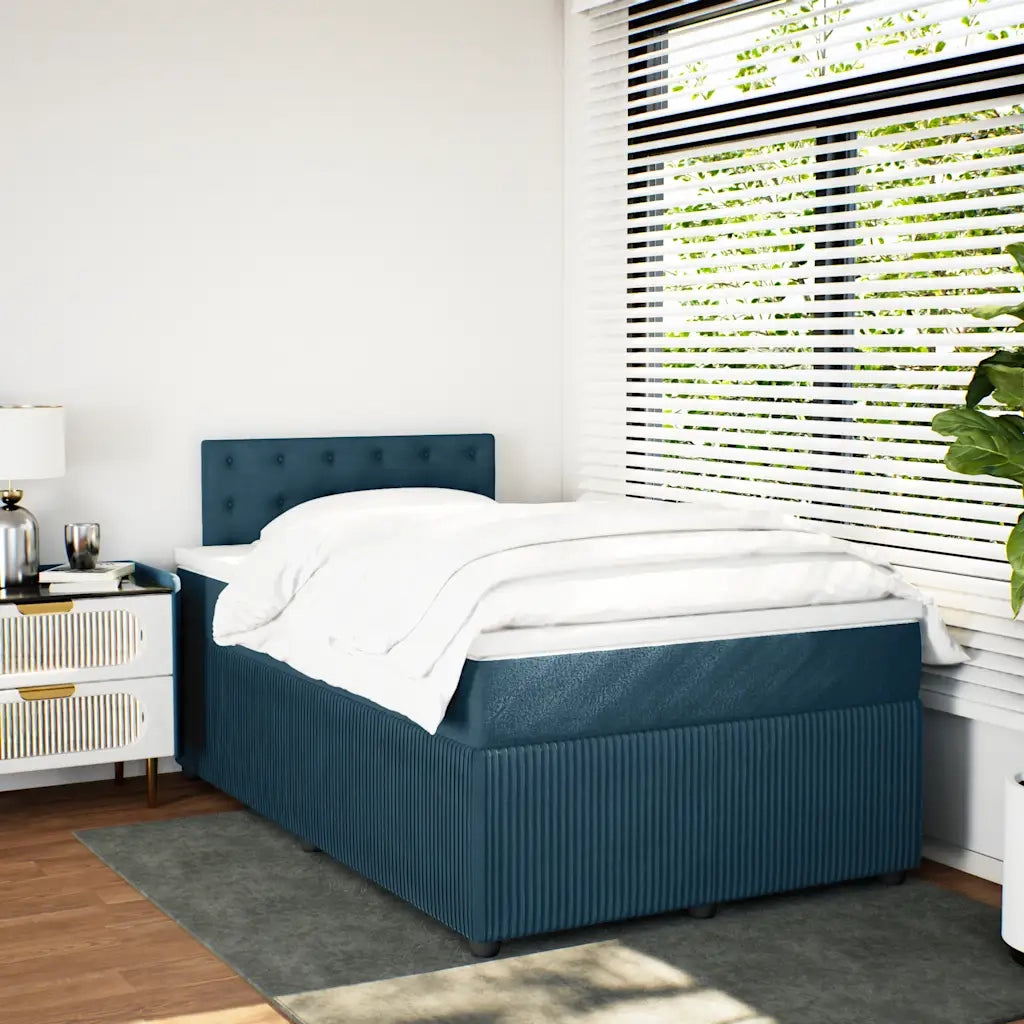 Giroletto a Molle con Materasso Blu 120x200 cm in Velluto 3290026