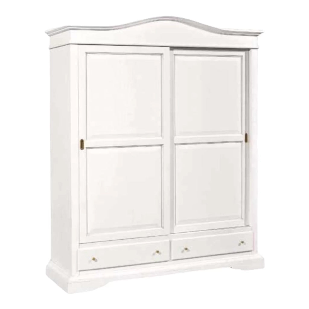 Armadio 2 porte scorrevoli classico legno bianco 180x67x225h (1398) - Mobili 2G