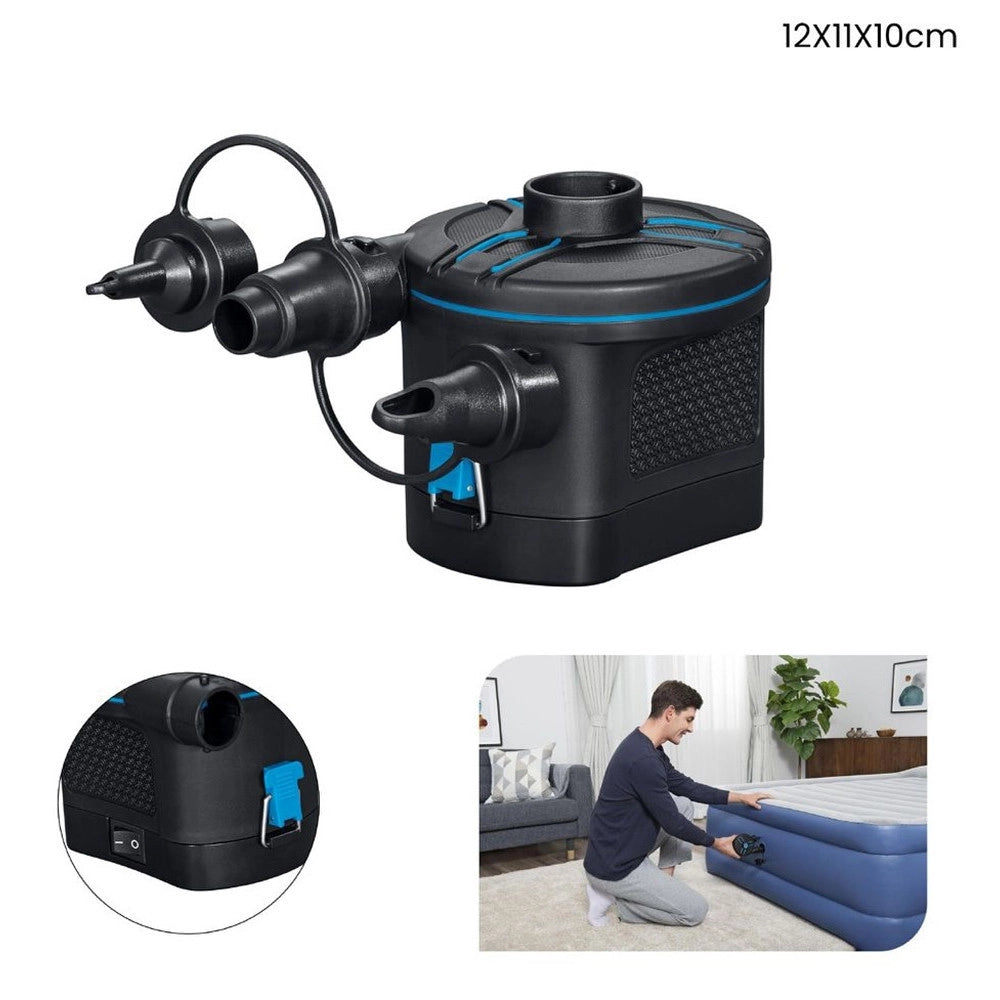 Trade Shop - Pompa Di Gonfiaggio Elettrica Powertouch A Batterie Con 3 Adattatori 12x11x10cm 62254 -