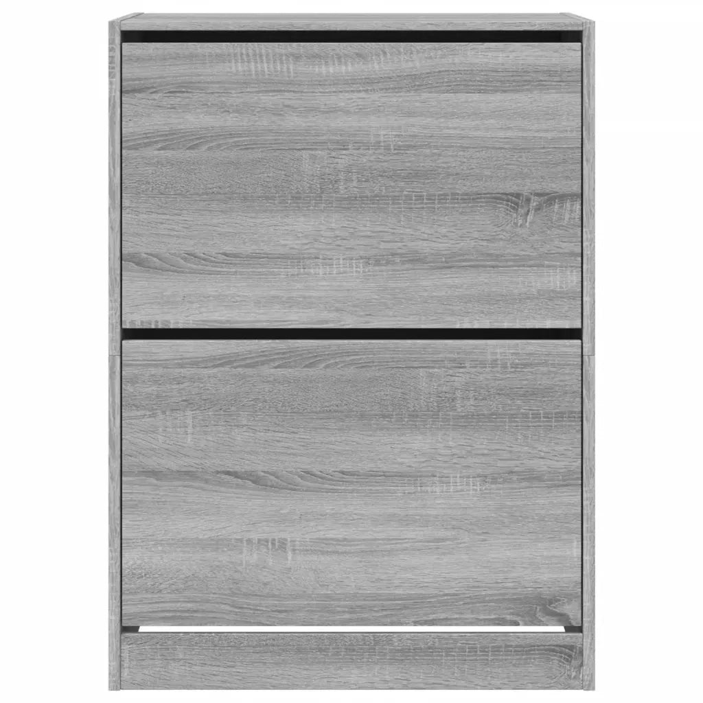 Scarpiera 2 Cassetti Ribaltabili-Scaffale per scarpe Grigio Sonoma 80x42x108 cm