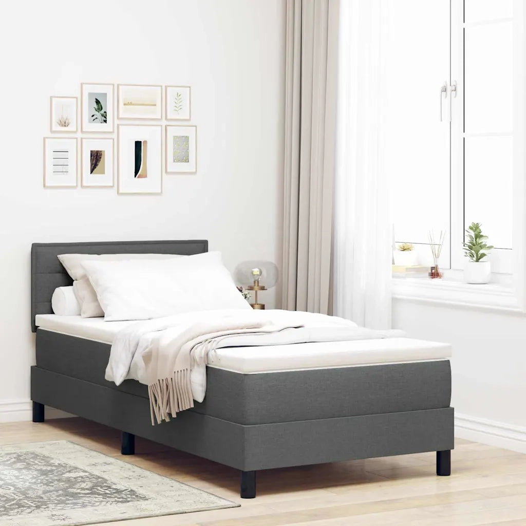 Letto a molle con testiera Grigio scuro 100 x 200 cm Tessuto 3338588