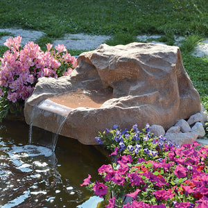 Roccia Artificiale con Sorgente 85x75x30 cm per Laghetti da Giardino in Vetroresina
