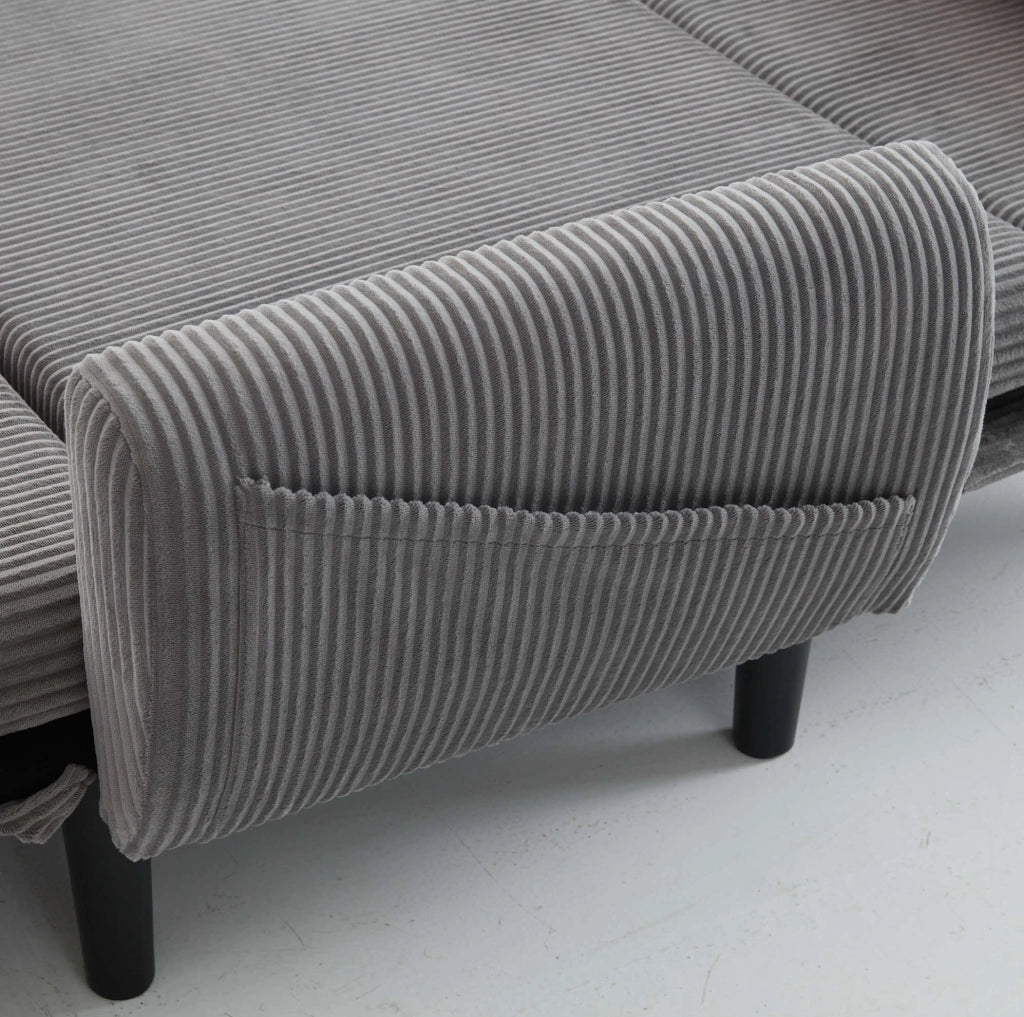 Divano Loveseat in Velluto Grigio con Contenitore, Letto e Poltrona Relax