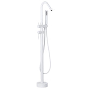 Rubinetto vasca da bagno bianco opaco freestanding 118 cm con doccetta moderna