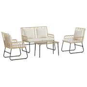 Set di Mobili da Giardino 4 pz | Set Salotto da Giardino Nero e antracite polyrattan