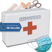 Kit di Pronto Soccorso - Scatola di Stoccaggio - Con Supporto alla Parete - Kit Completo - 44 Articoli di Pronto Soccorso