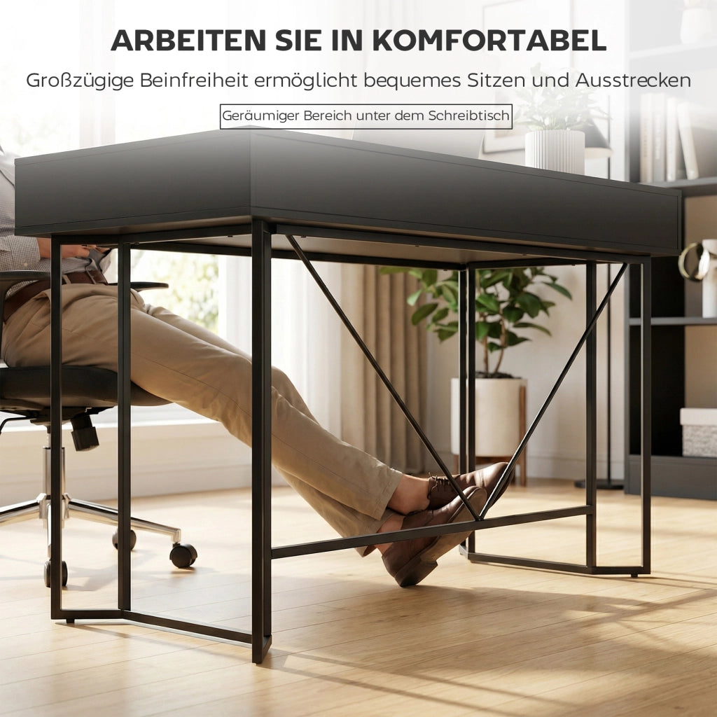 Scrivania con 2 cassetti ¨C Zephmum ¨C Nero 120x60x77 cm