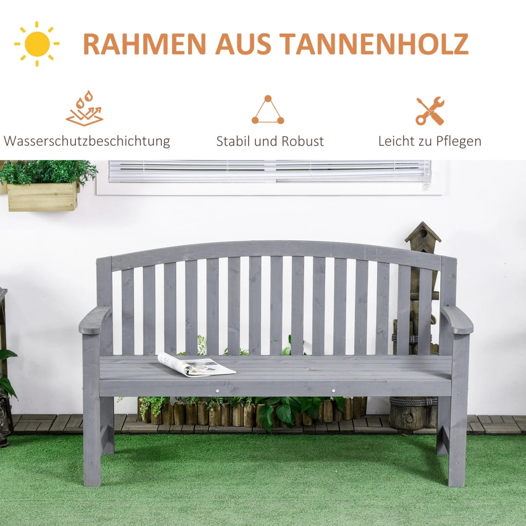Panchina da giardino 2 posti ¨C zephmum ¨C Legno massello, grigio 143x51x85 cm