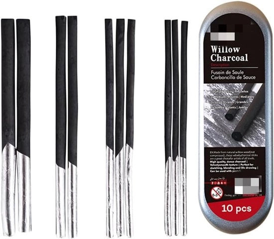 Set di matite a carboncino da legno da 10 pezzi - Matite a carboncino da legno - Matite da schizzo - Matite da disegno - Arte - Materiale di alta qualità da legno