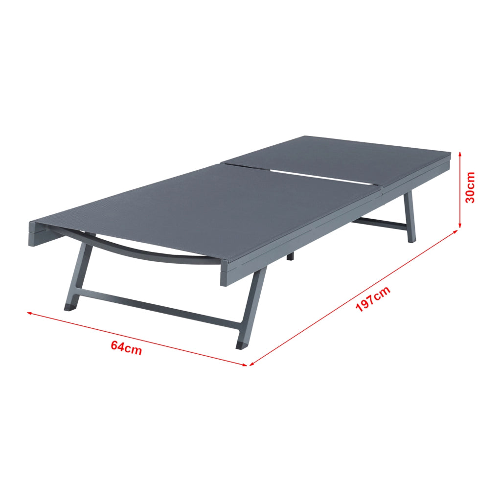 Set Baragiano di Tavolino e 2 Lettini Prendisole - Antracite/Grigio casa.pro