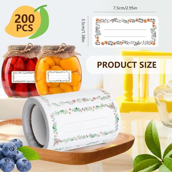 Set di 200 Etichette Autoadesive - contenitori per conserva, contenitori per spezie e bottiglie - etichette per marmellate, salse e conservazione