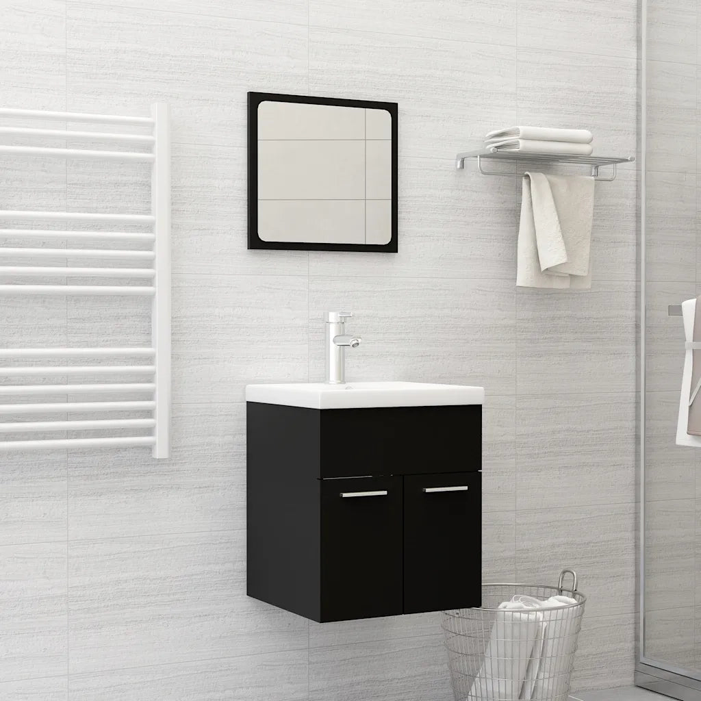 Set Mobili da Bagno 2 pz Nero in Truciolato cod mxl 59218