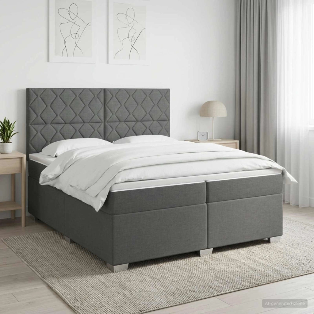 Letto box spring con materasso Grigio Scuro 200 x 200 cm 3454958