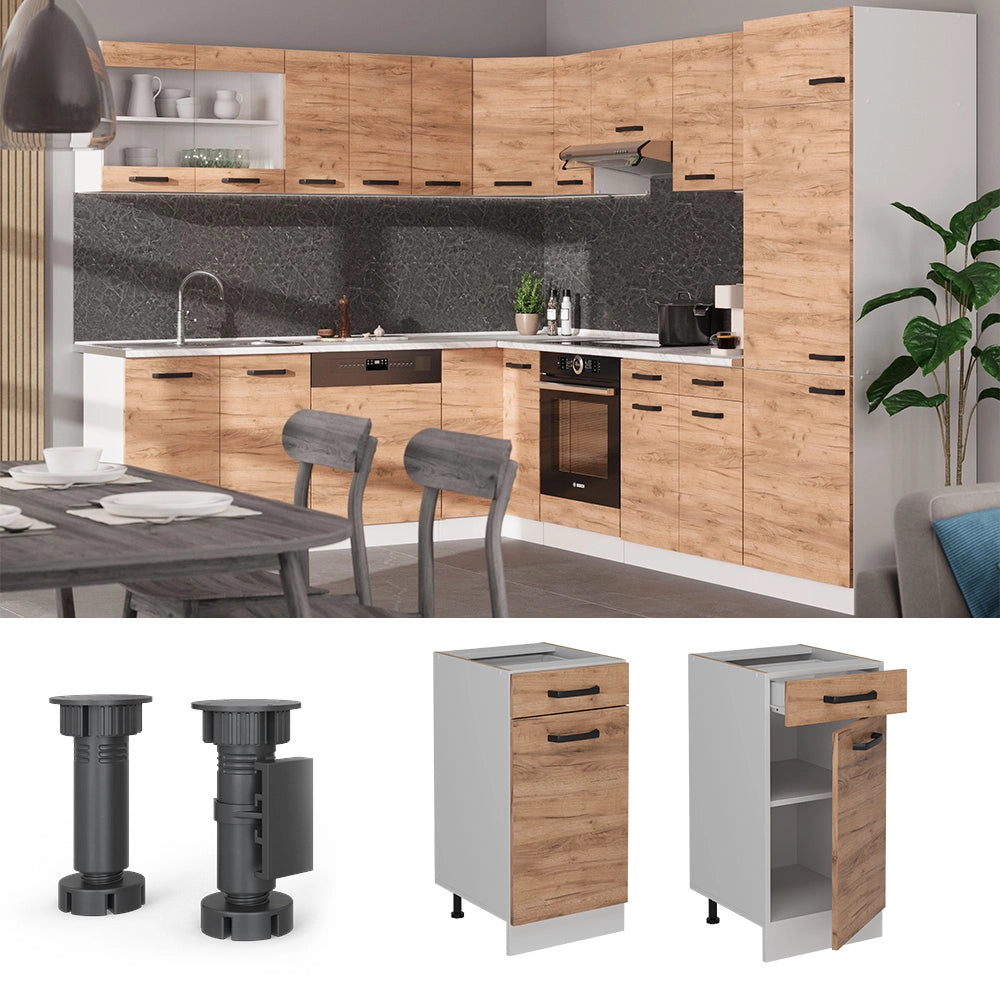 Vicco Mobiletto base per cucina Quercia dorata 40 cm PL Marmo