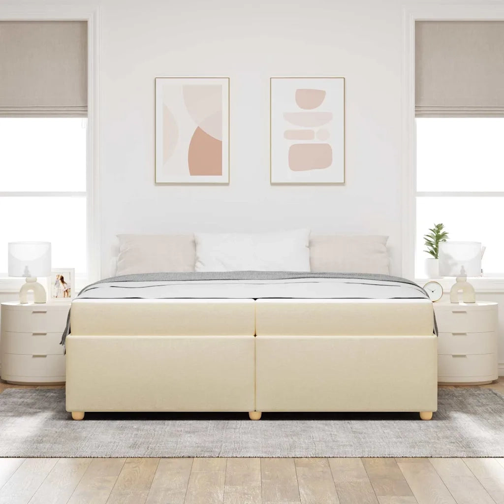 Struttura del letto con materasso Crema 200 x 200 cm Tessuto