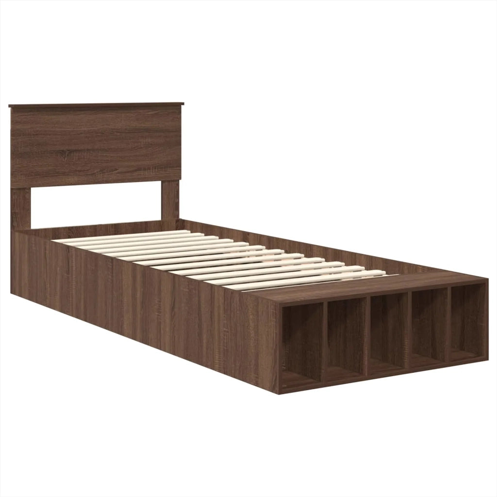 Struttura del letto con lo scaffale Rovere Marrone 75 x 190 cm 3408423