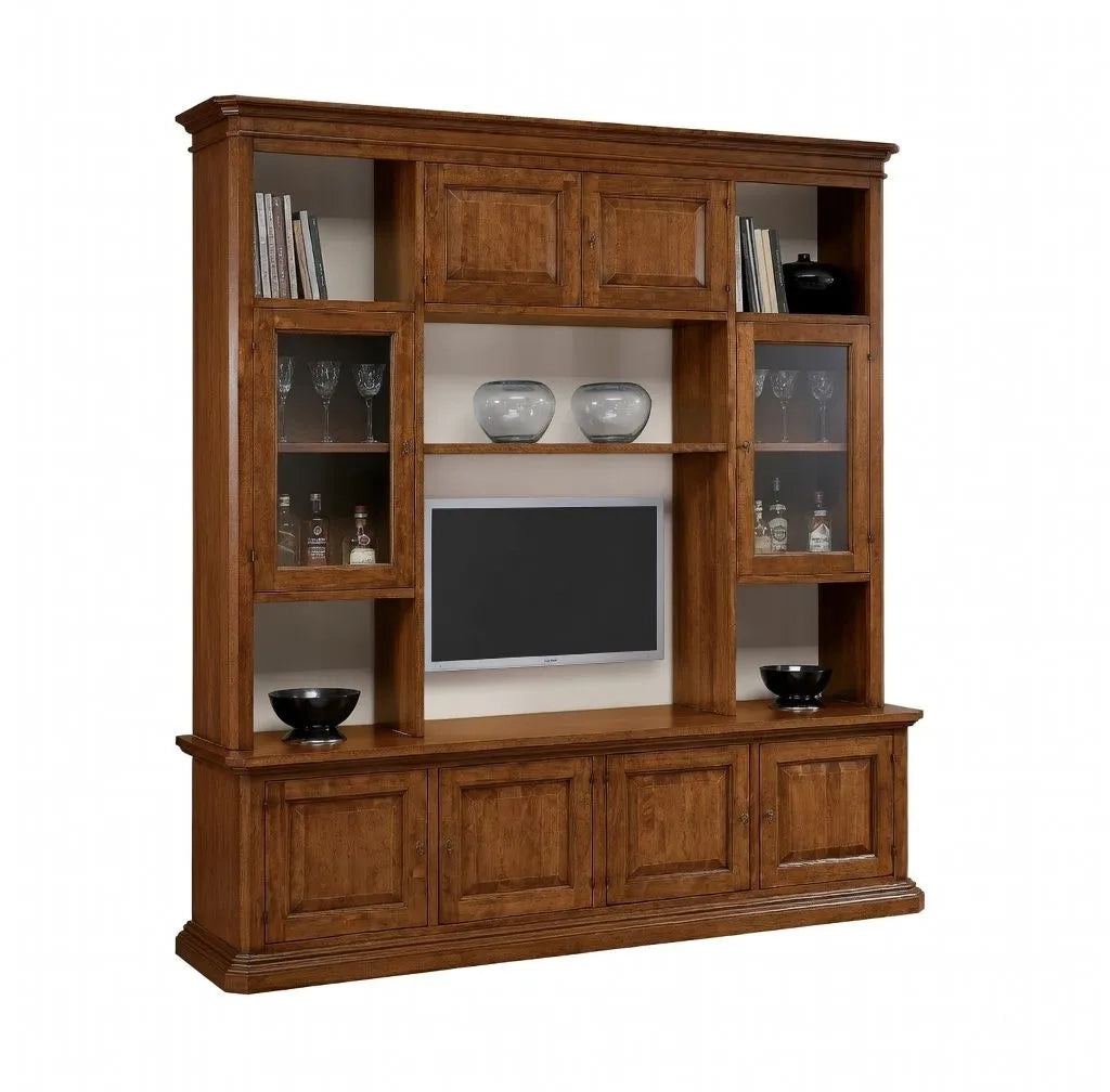 Libreria porta tv in legno arte povera tinta noce 210x60x240 - Mobili 2G