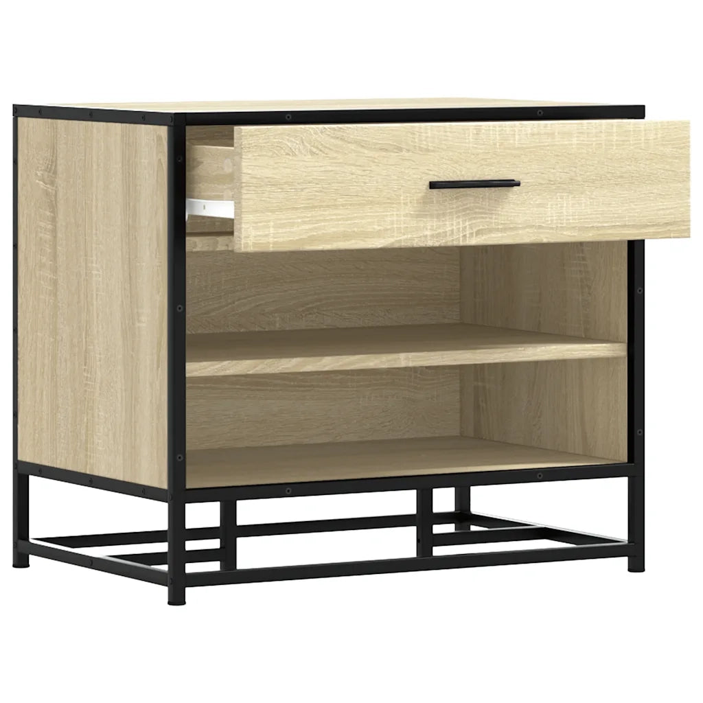 Panca Portaoggetti Rovere Sonoma Legno Multistrato e Metallo 849220