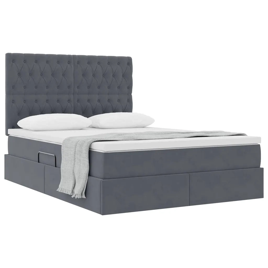 Letto con contenitore e materasso Grigio scuro 140 x 200 cm 3372094