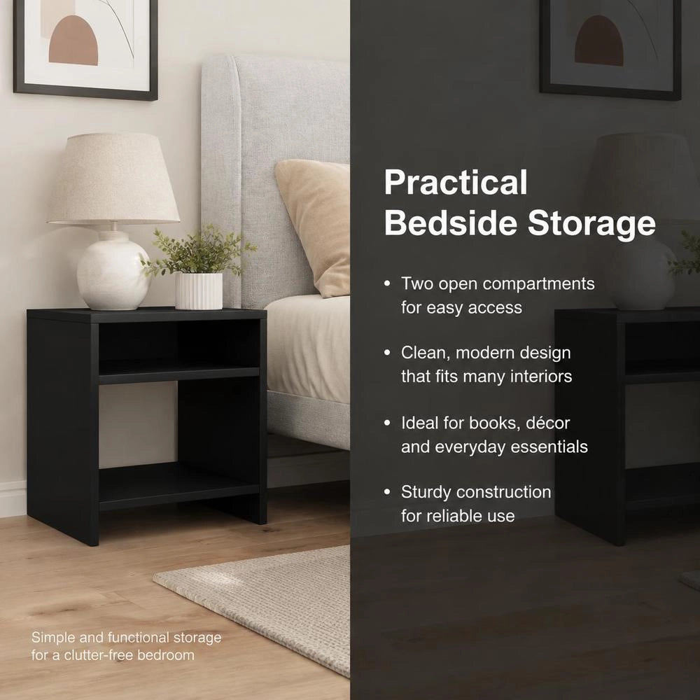 Bedside Tables 2 Pcs. Black 40x30x40 Cm Wood Material