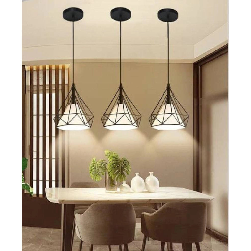 Trade Shop - Lampadario Diamante Da Soffitto Sospeso Pendente Moderno Plafoniera E27 B20 - Nero