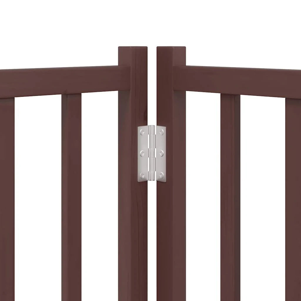Cancelletto di sicurezza per cani con porta pieghevole 6 pannelli legno di pioppo marrone 02_0023029