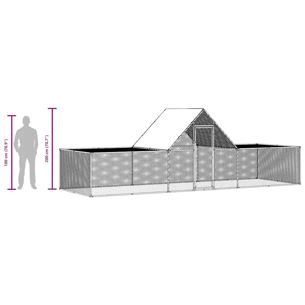 Pollaio 6x2x2 m in Acciaio Zincato 144562