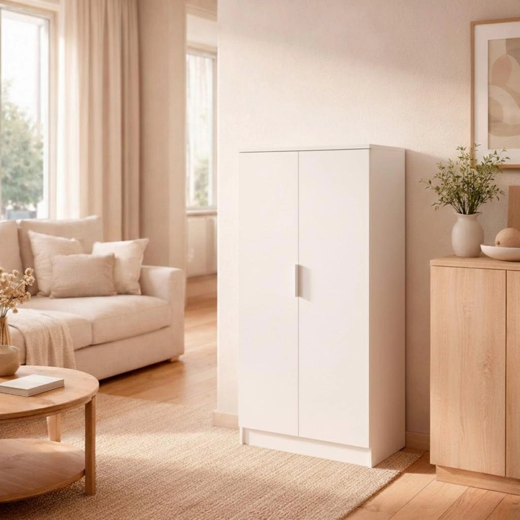 Armadio Multiuso 2 Ante Mobile Porta Scarpe Con 6 Ripiani Estraibili Scarpiera Salvaspazio Per Camera Corridoio Ingresso Ripostiglio Design Moderno Minimal 108 X 55 X 39.6 Cm Bianco