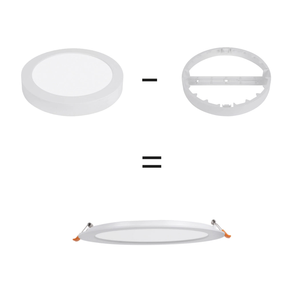 Alcapower Pannello LED Rotondo 18W CCT Selezionabile 3000K-4000K-6000K Installazione Incasso o Superficie Ø225mm Classe II IP20